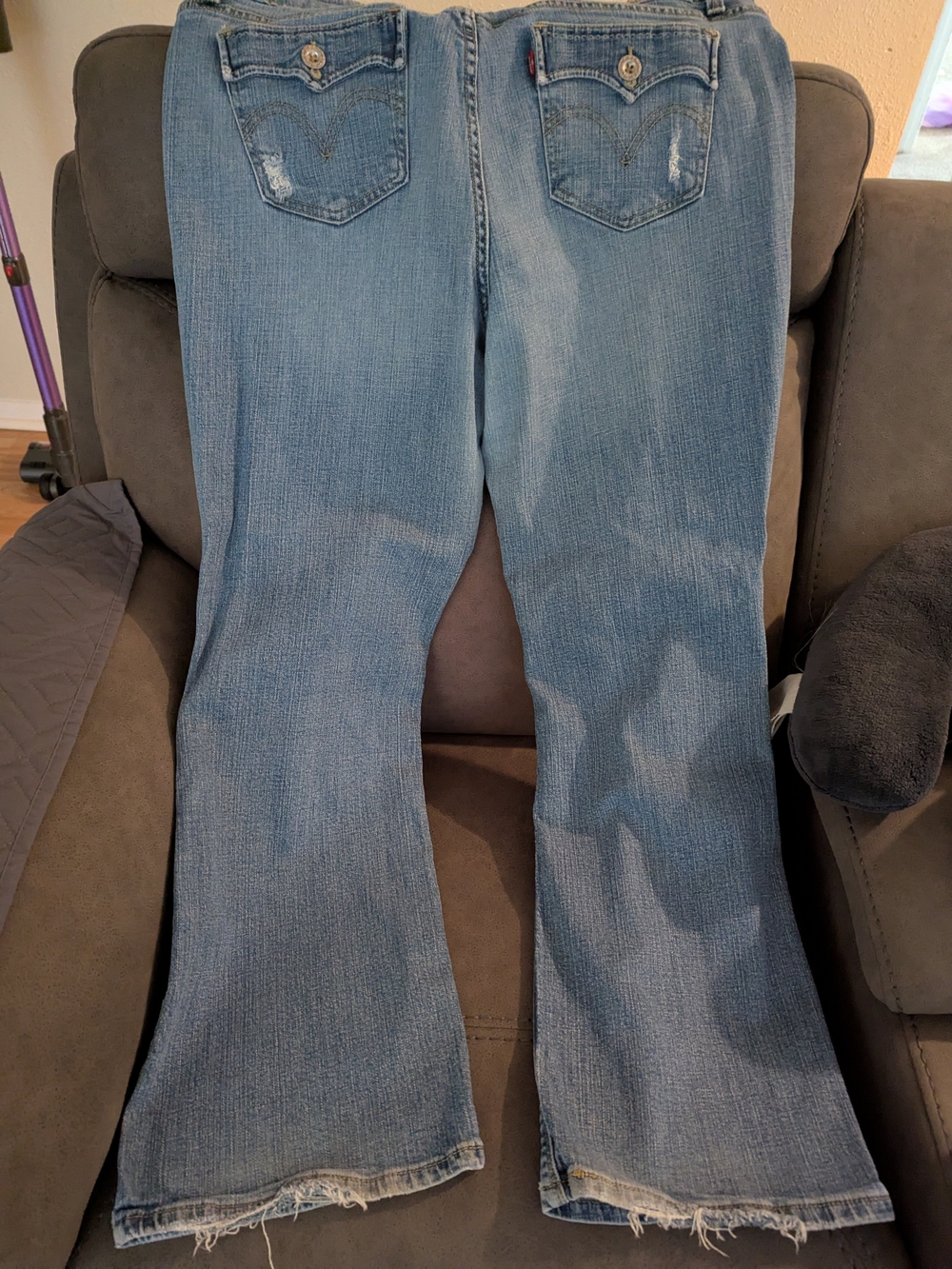 Levi's Light Blue Flare Jeans with Distressed Hem